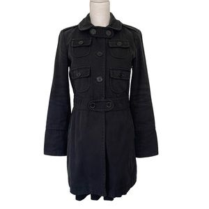 MARC JACOBS Black, Long, 100% Cotton Coat | Size: Small